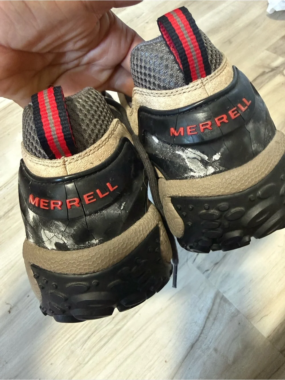 Merrell Men's Beige, Black and Red Trail Hiking Shoes